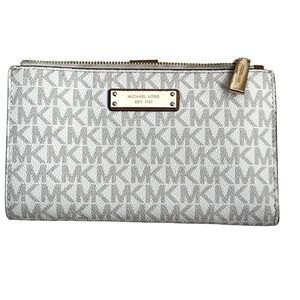 MICHAEL KORS Jet Set Travel Signature Logo Zip Wallet Vanilla Brown